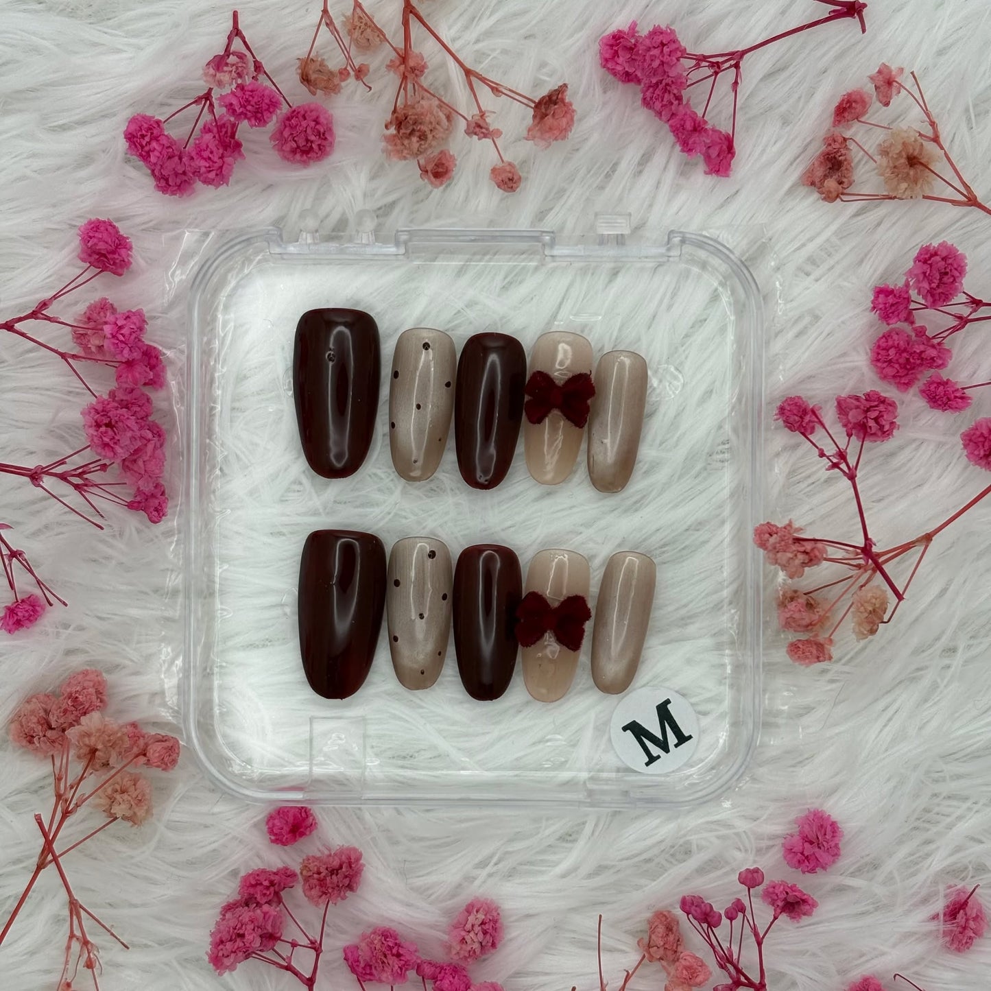 5-Crimson Bow | Daily Wear Nails