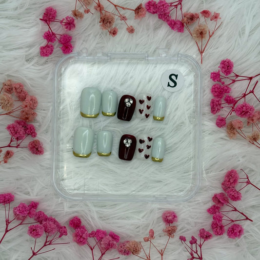 11-Minty Love Hearts | Daily Wear Nails