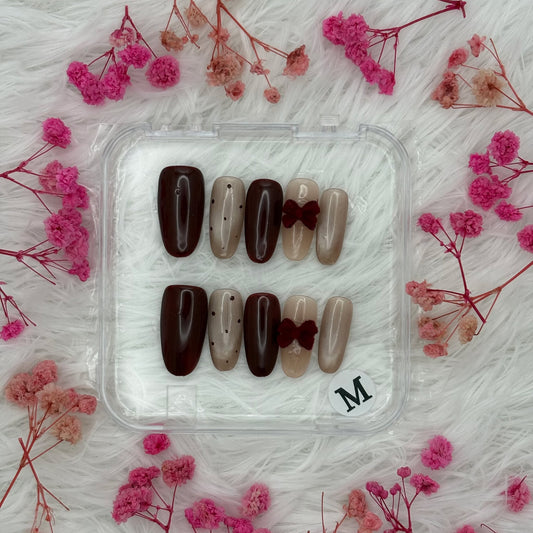 5-Crimson Bow | Daily Wear Nails