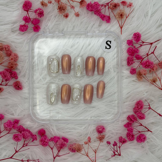 14-Latte Pearl Elegance | Daily Wear Nails