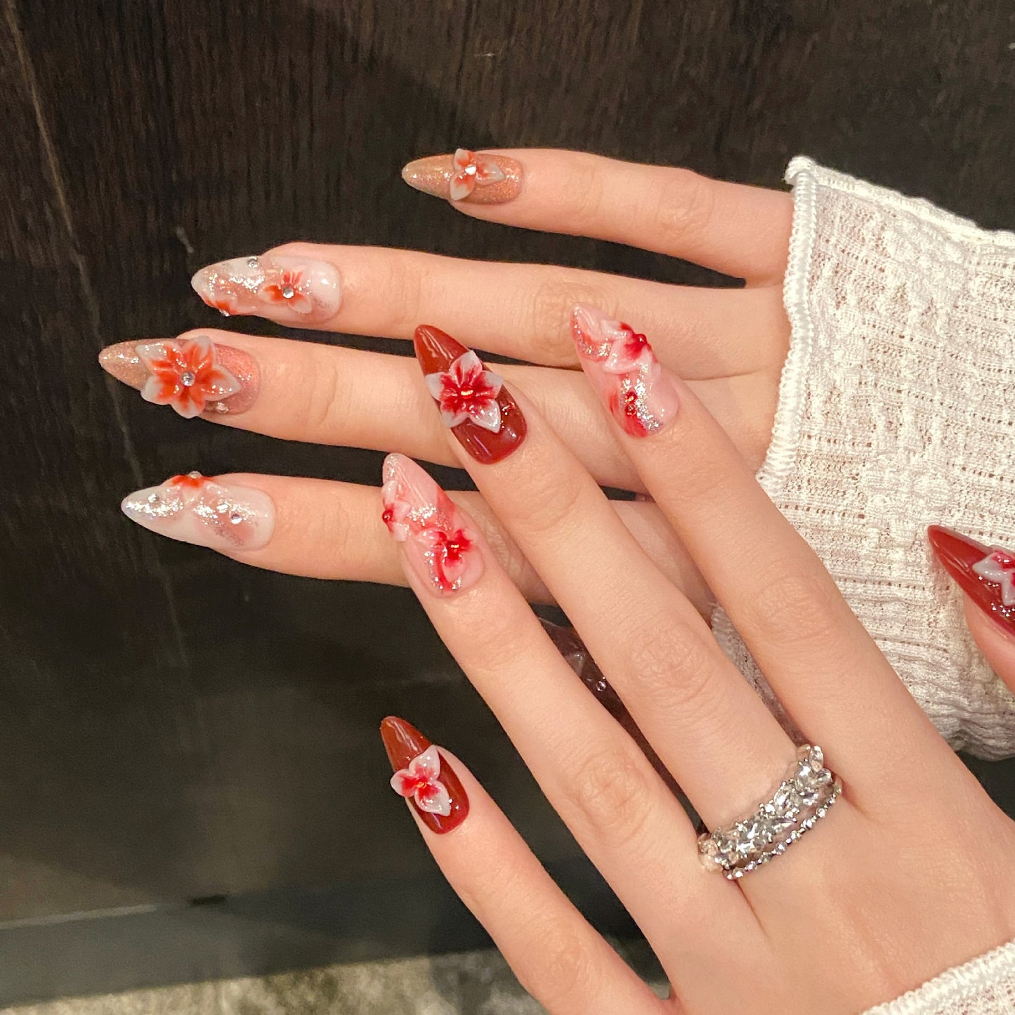 Crimson Petals | Premium Press-on Nails
