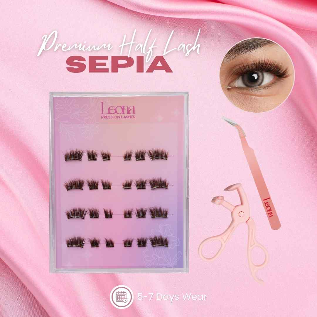 Sepia | Premium Preglued Half-lash | 4-set | 5-7 Day Stay