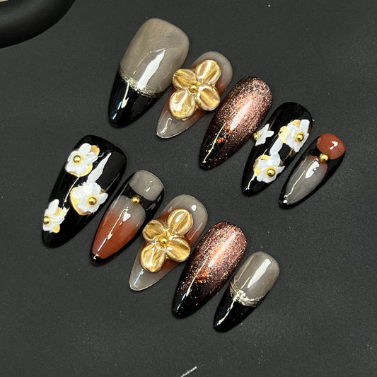 Midnight Bloom | Premium Press-on Nails