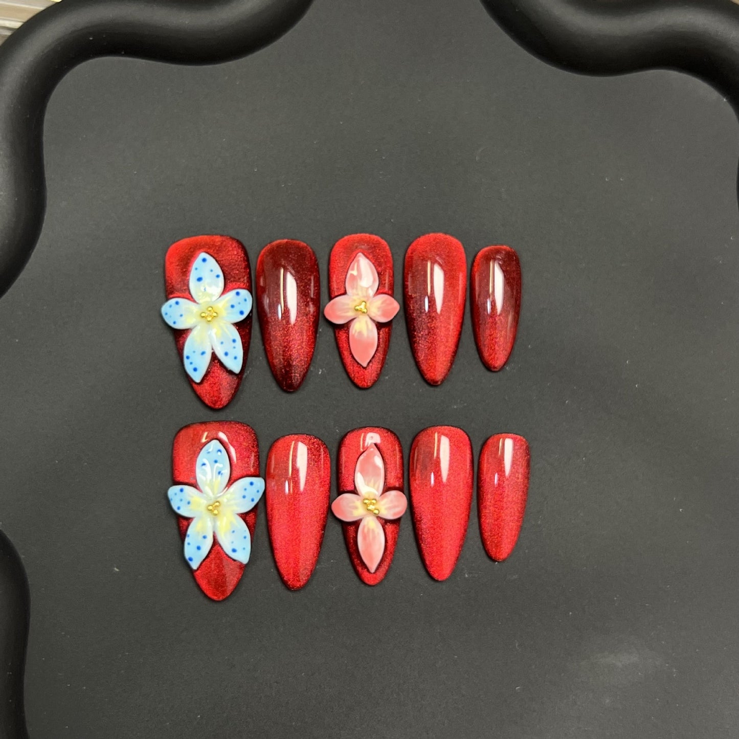 Scarlet Blossoms | Premium Press-on Nails